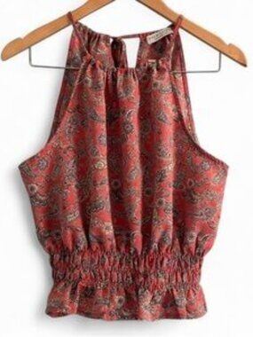 Red Paisley Halter Blouse